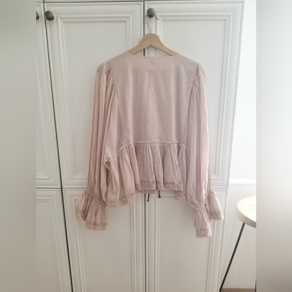 Anthropologie Sz M Billowy Peasant Blouse Rose/blush Colour - Picture 9 of 10